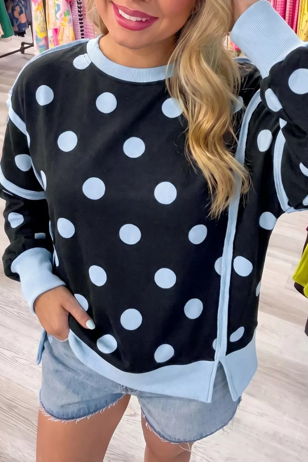 Polka Dot Crew Neck Sweatshirt, image 14
