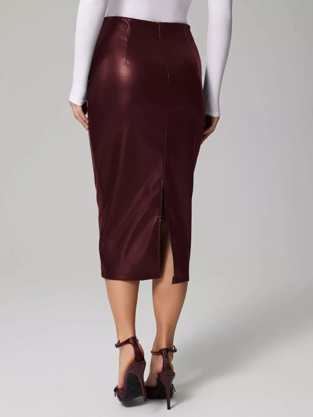 Slit Back Leather Skirt, image 6