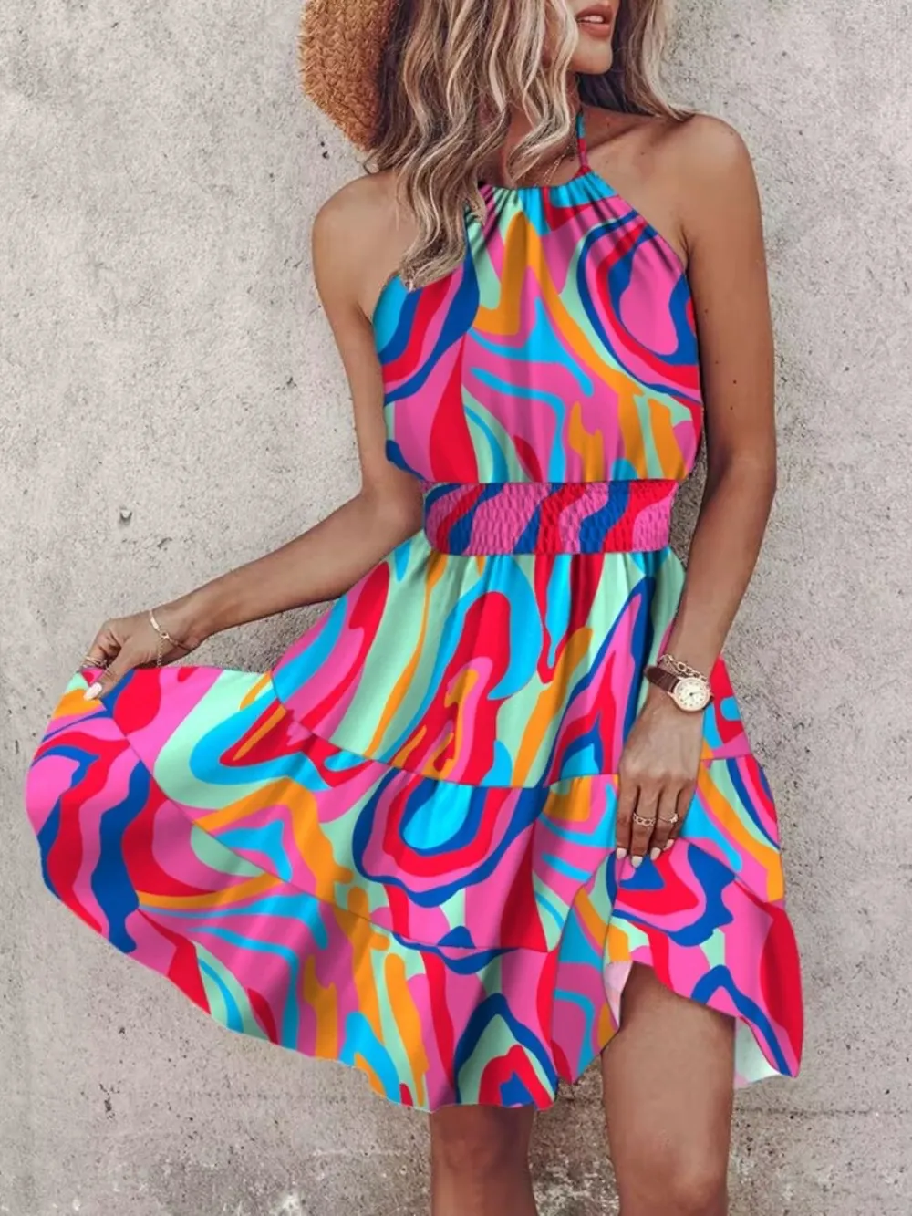 Paisley Print Halter Neck Mini Dress, image 13