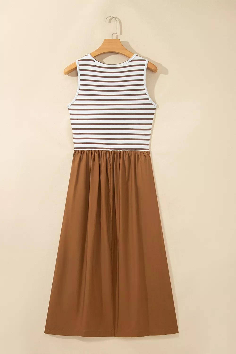 Striped Colorblock Patchwork Sleeveless Casual Long Dress, image 5