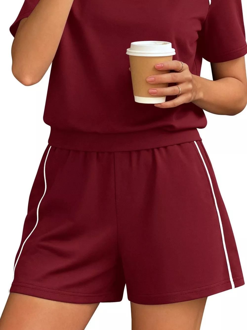 Contrast Trim Short Sleeve T-Shirt and Shorts Set, image 11