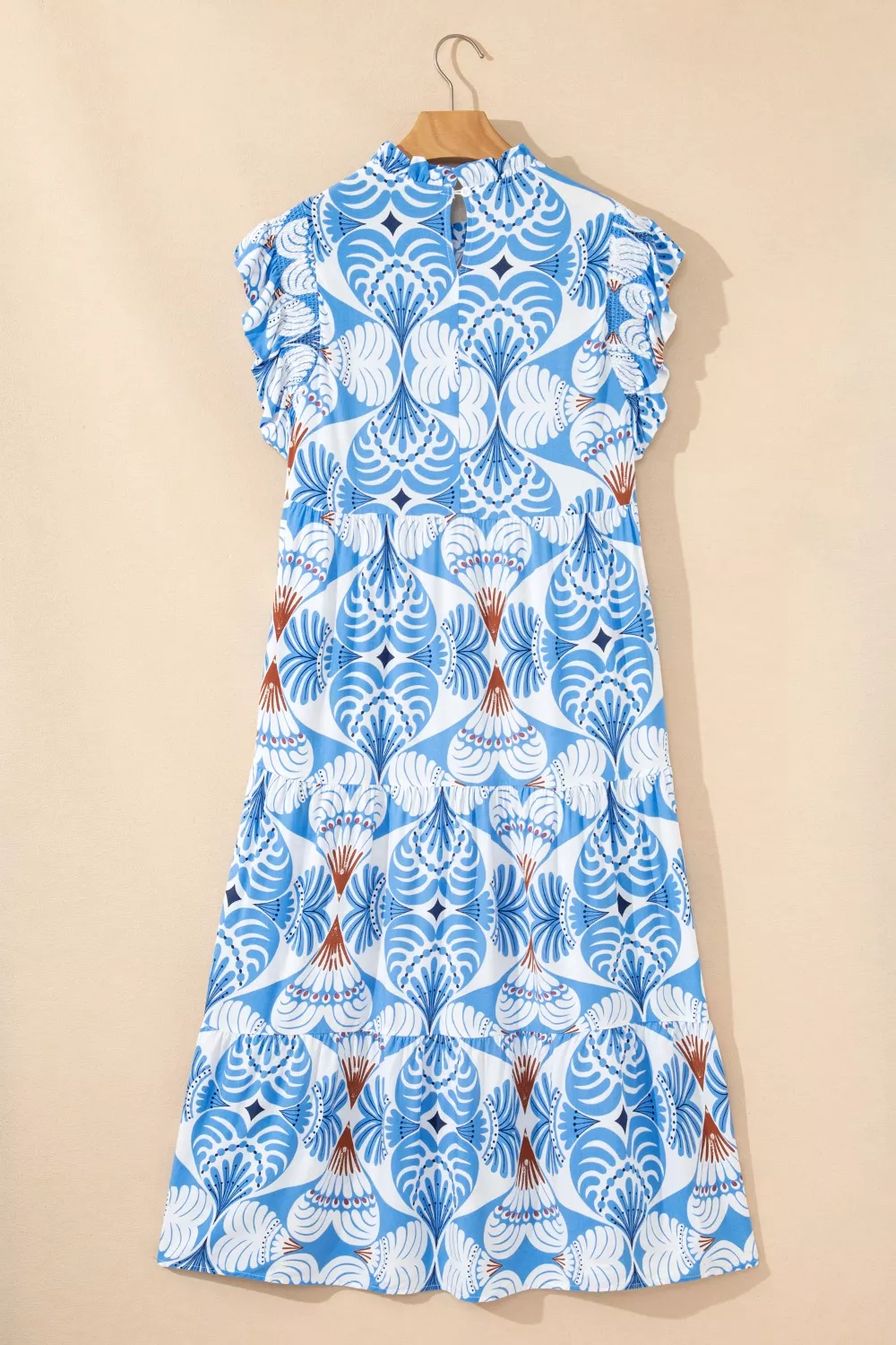 Tropical Botanic Print Flutter Sleeve Vacation Dress, image 6