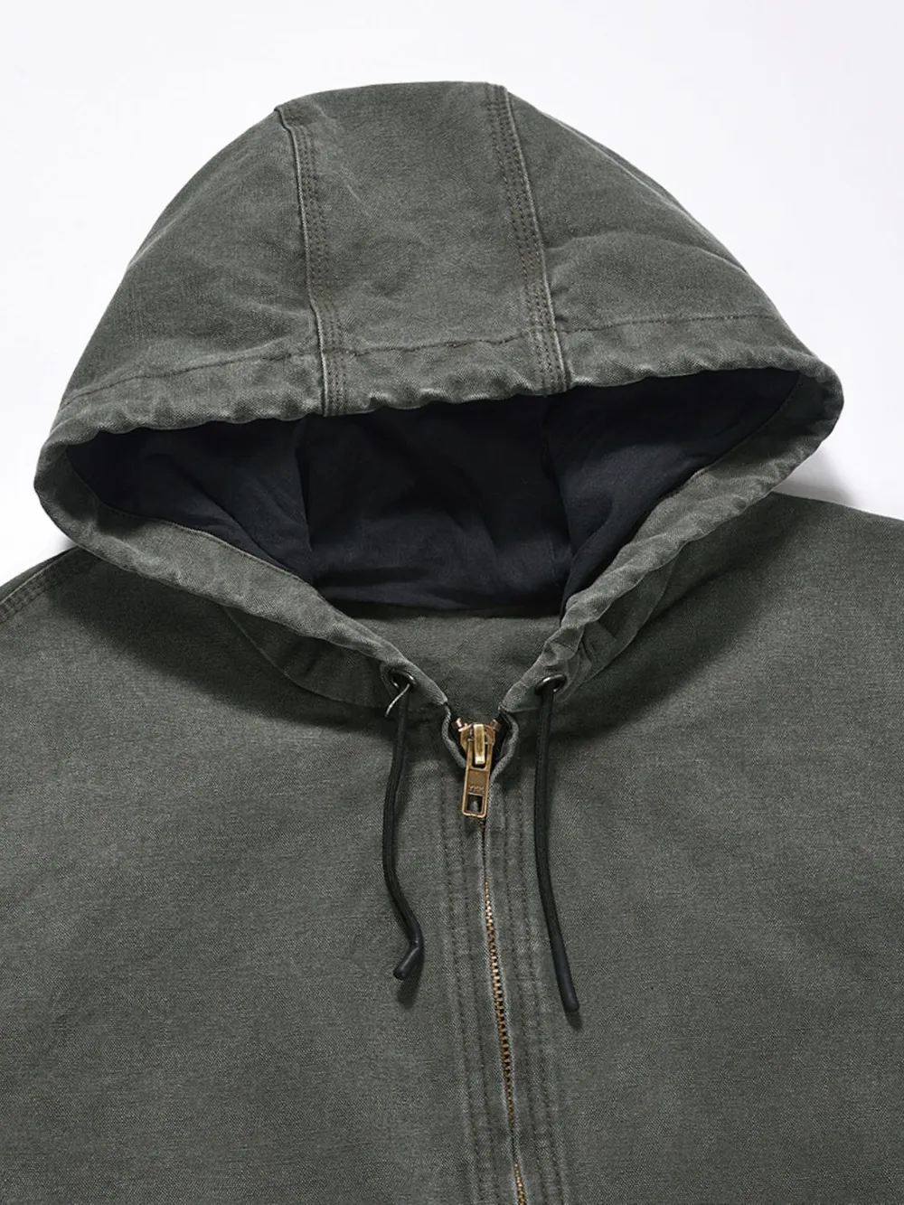 Men's Zip Up Washed Hooded Jacket, image 3