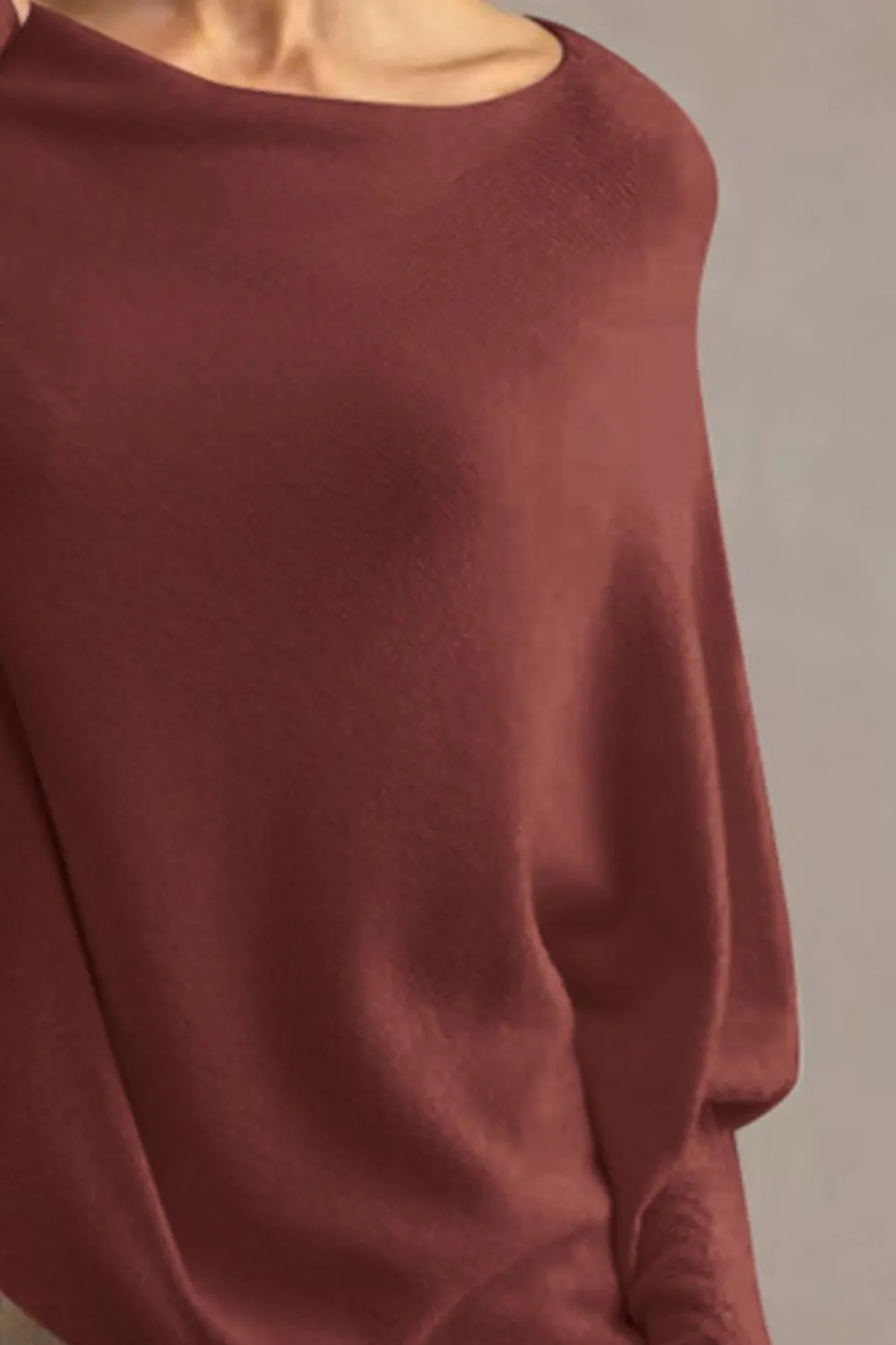 Full Size Boat Neck Batwing Sleeve Knit Top, image 11