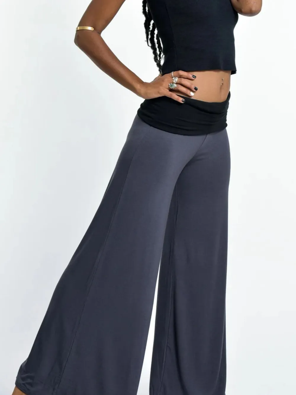 High Waisted Wide Leg Yoga Pants with Contrast Waistband, image 12