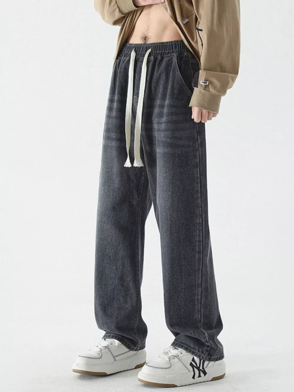 Men's Full Size Wide Leg Relaxed Fit Vintage Wash Jeans Plus Size, image 3