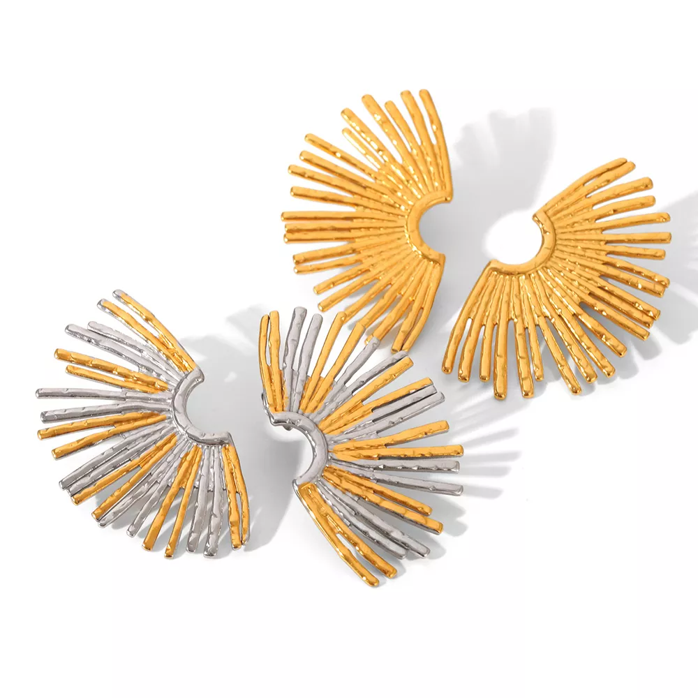Stainless Steel Fan-Shaped Earrings, image 6
