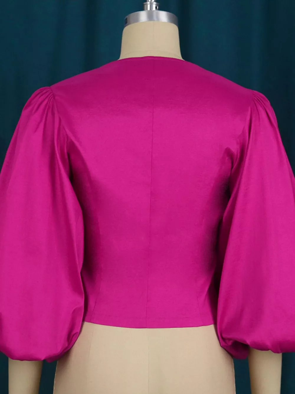 Full Size Double-Breasted Puff Sleeve Blouse Plus Size, image 5