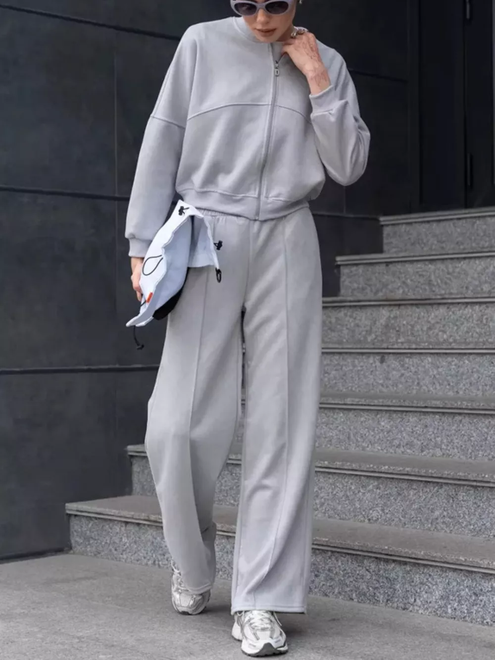 Zip Up Sweatshirt and Wide-Leg Pants Set, image 23