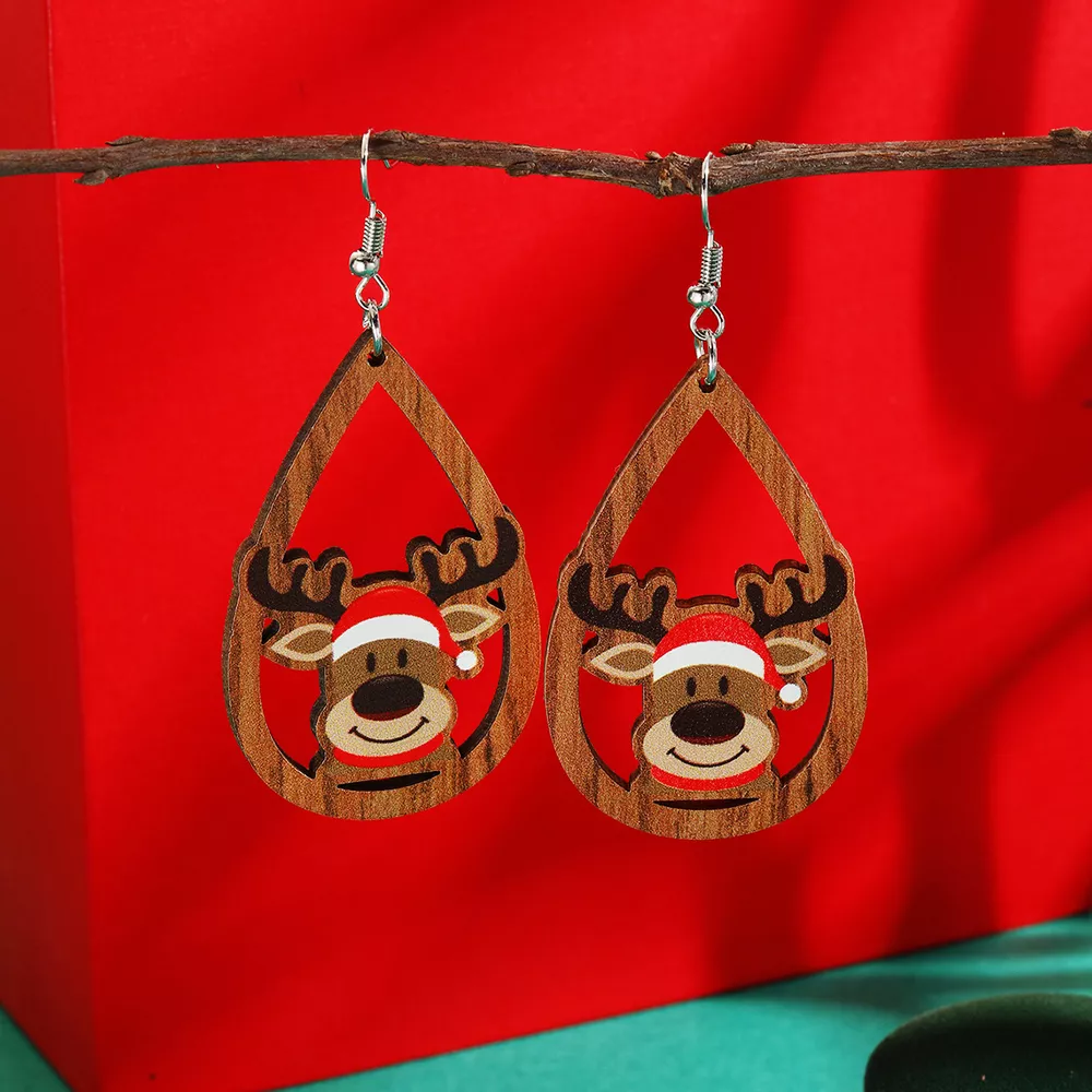 Christmas Reindeer Teardrop Dangle Earrings, image 2