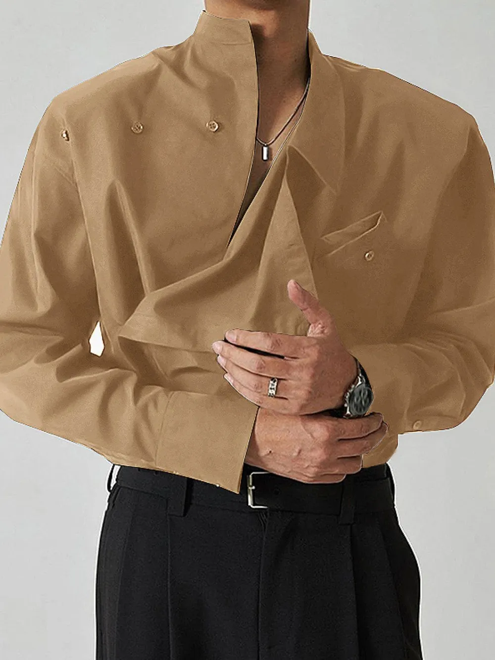 Men's Asymmetrical Long Sleeve Shirt, image 4