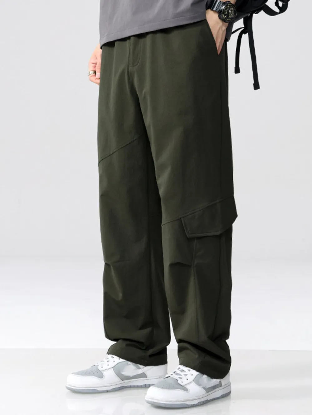 Men's Plus Size Straight Leg Cargo Combat Pants, image 3