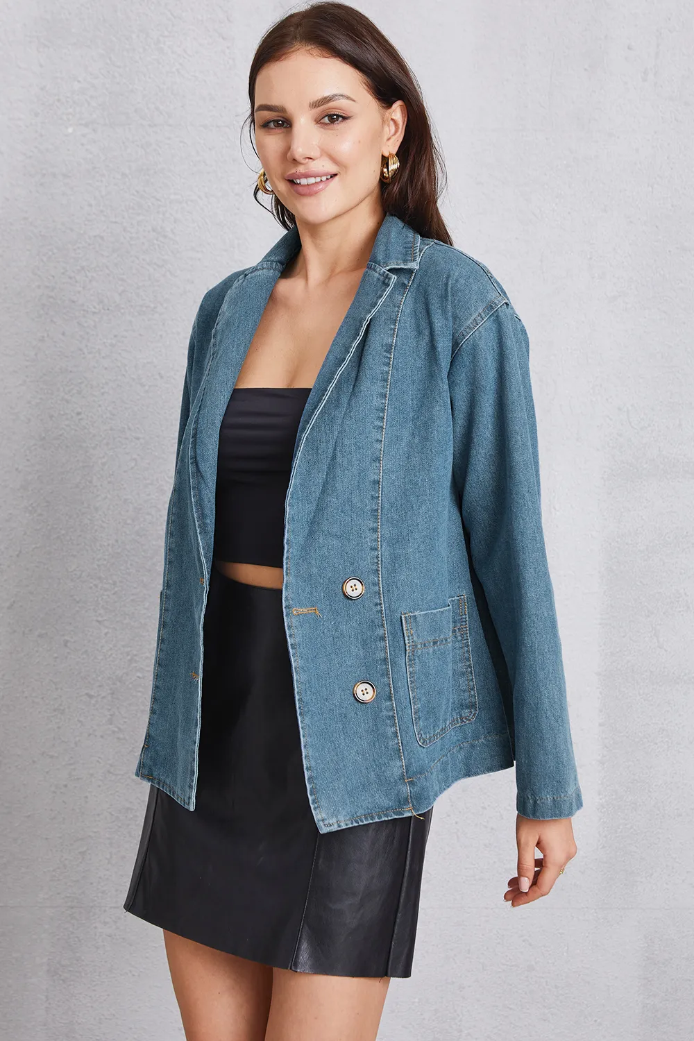 Pocketed Button Up Denim Jacket, image 4