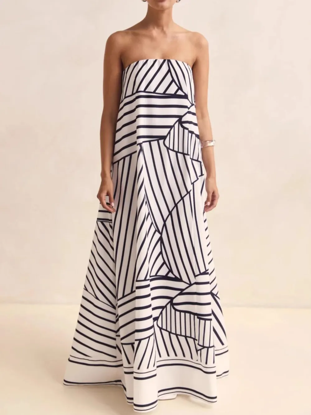 Smocked Printed Tube Maxi Dress, image 13