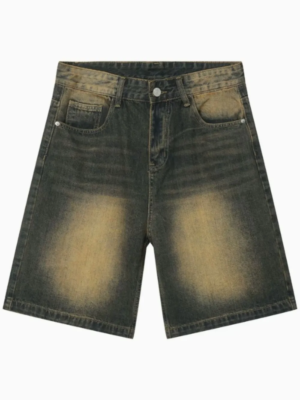 Men's Washed Denim Shorts with Pockets, image 9
