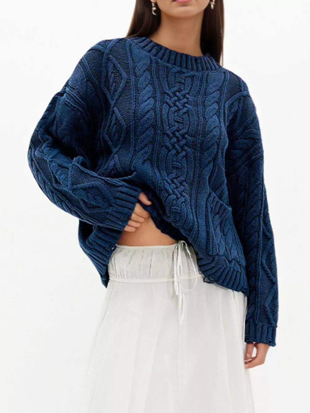 Cable-Knit Sweater with Front Pockets, image 4