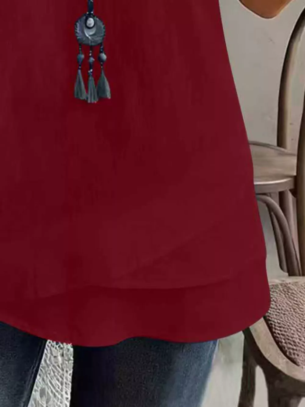 Notched Short Sleeve Blouse, image 9