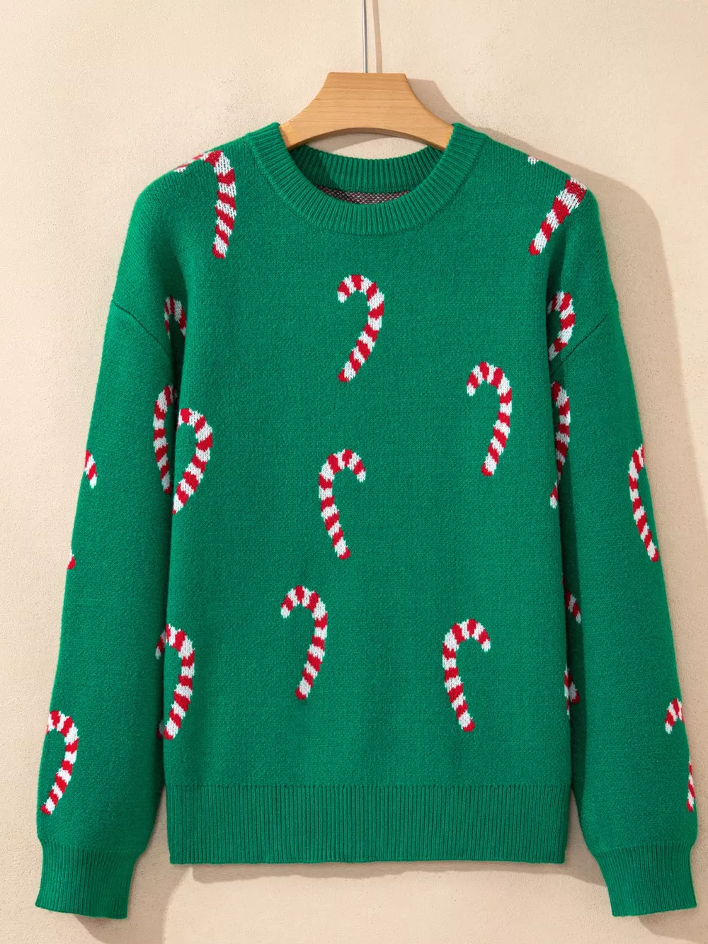 Christmas Candy Cane Holiday Drop Shoulder Sweater, image 2