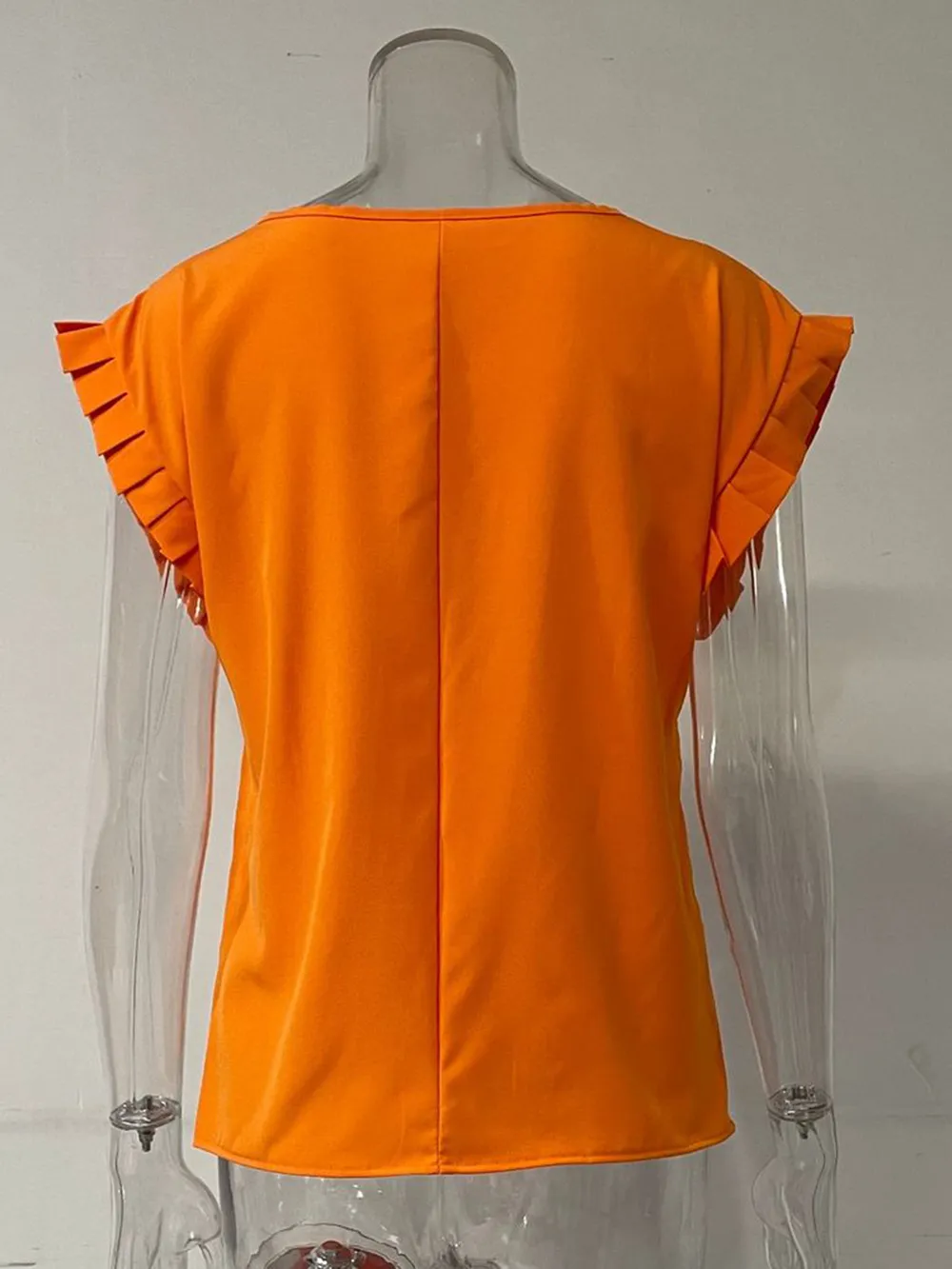 Ruffled Round Neck Cap Sleeve Blouse, image 5