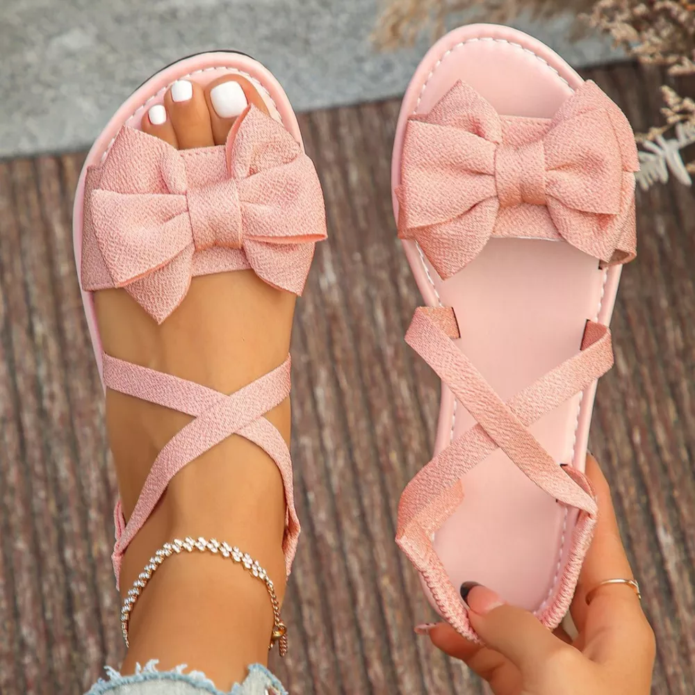 Bow-Decor Crisscross Ankle Strap Sandals, image 14
