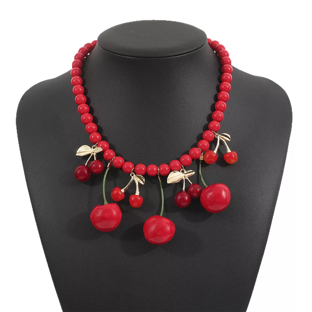 Cherry Beaded Charm Necklace, image 10