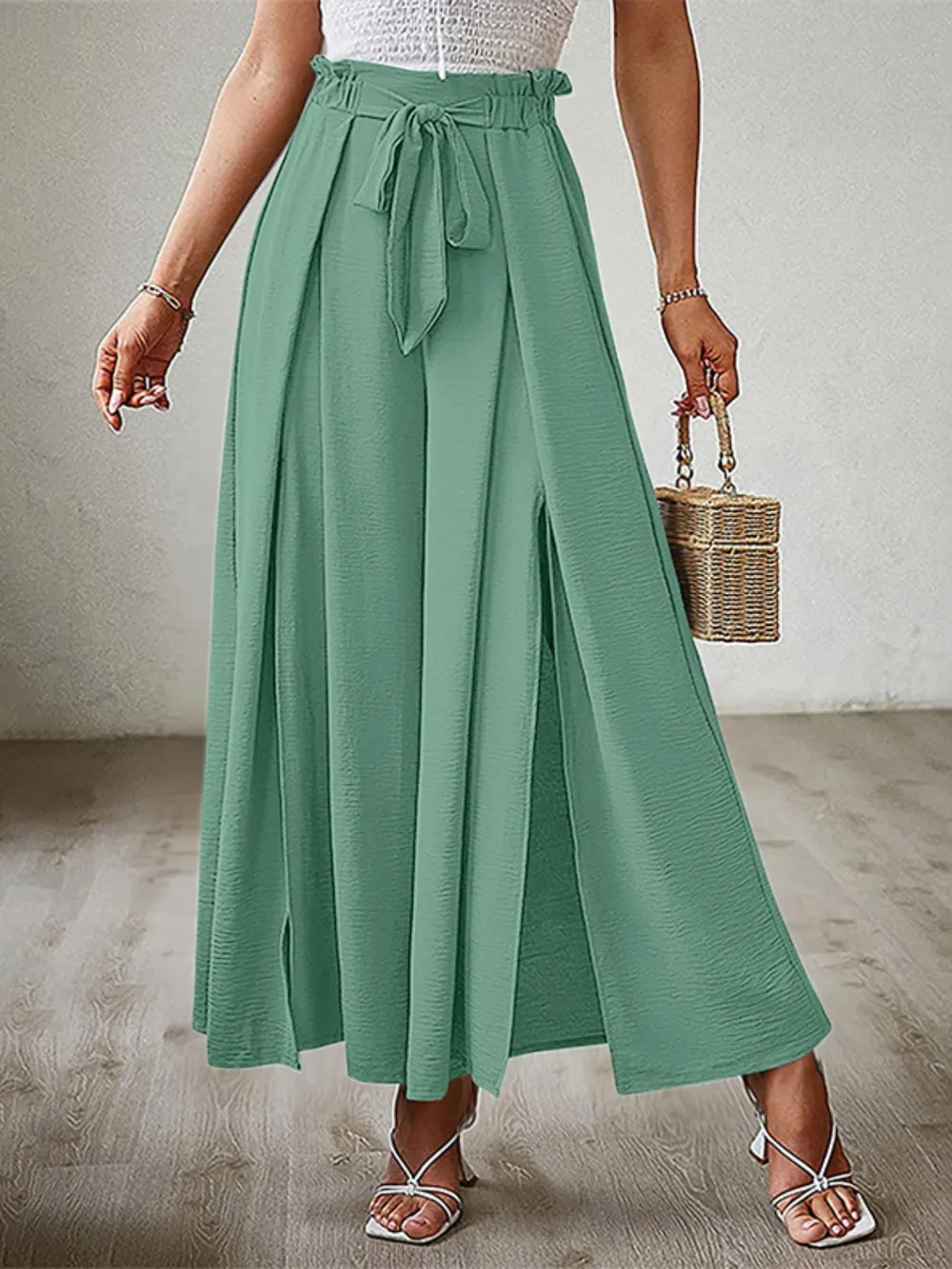 Tied Slit Wide Leg Pants, image 13