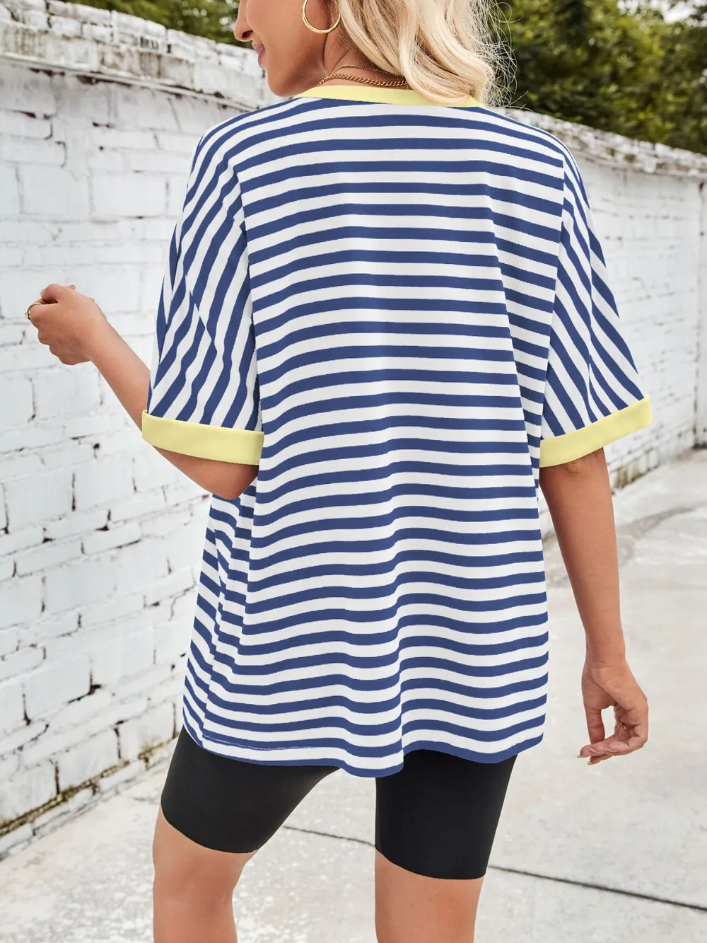 Striped Round Neck Half Sleeve T-Shirt, image 4