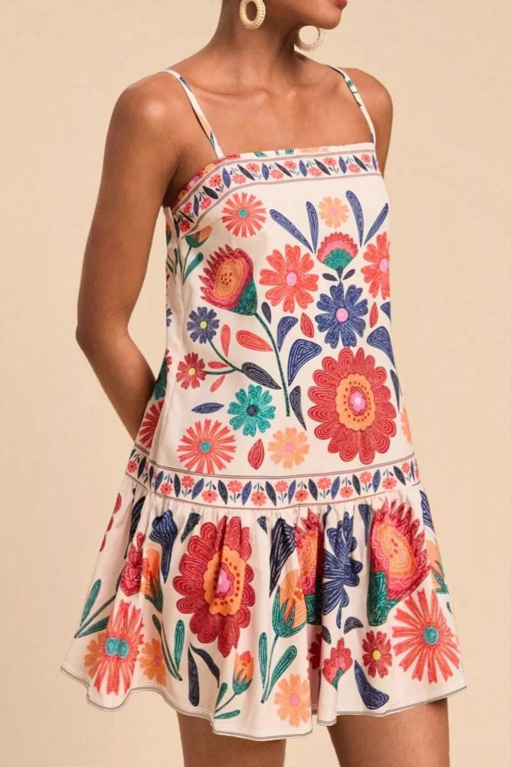 Plus Size Floral Print Sleeveless Mini Dress, image 3
