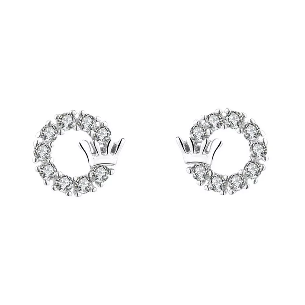 Crown Circle Stud Earrings, image 4