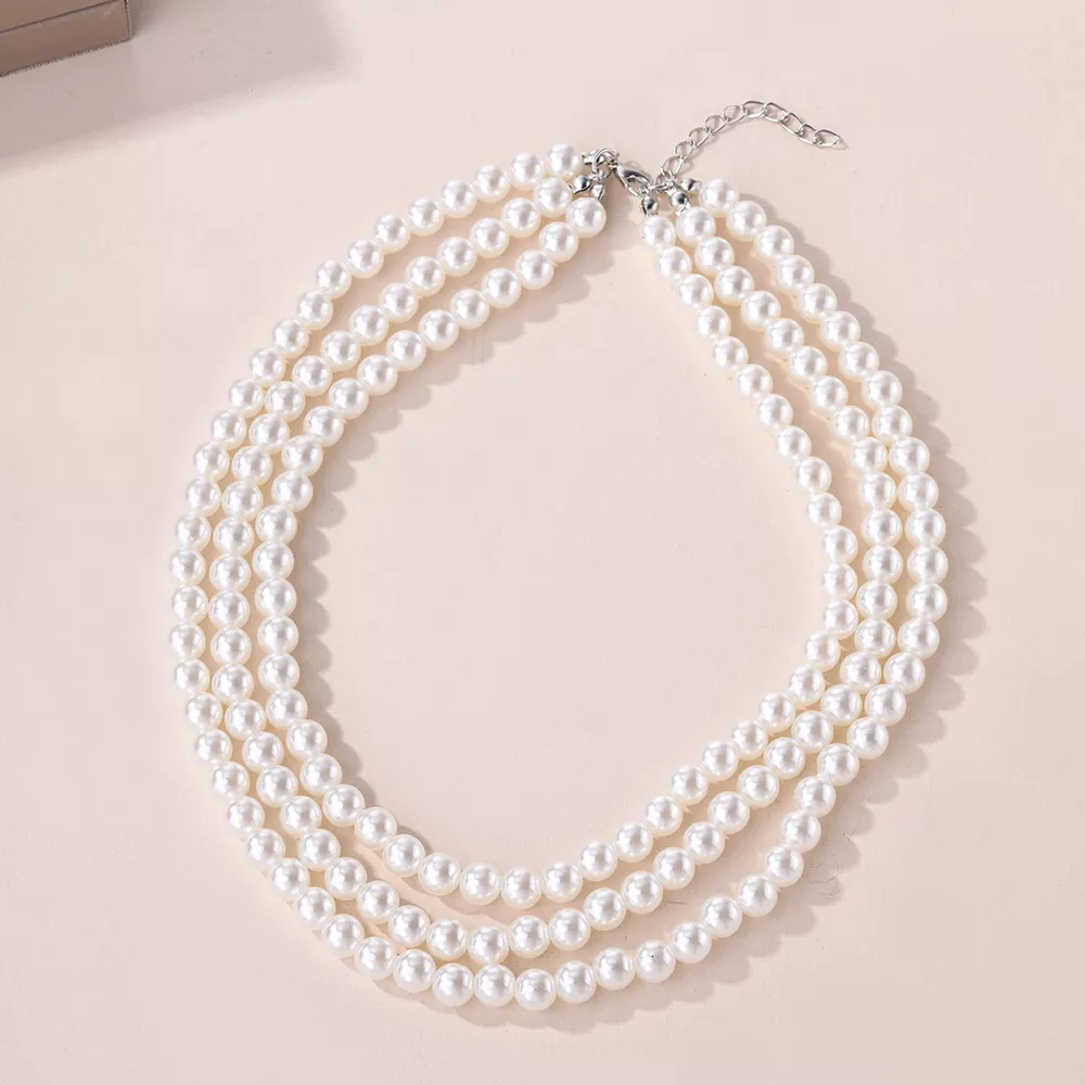 Three-Layered Pearl Necklace, image 4