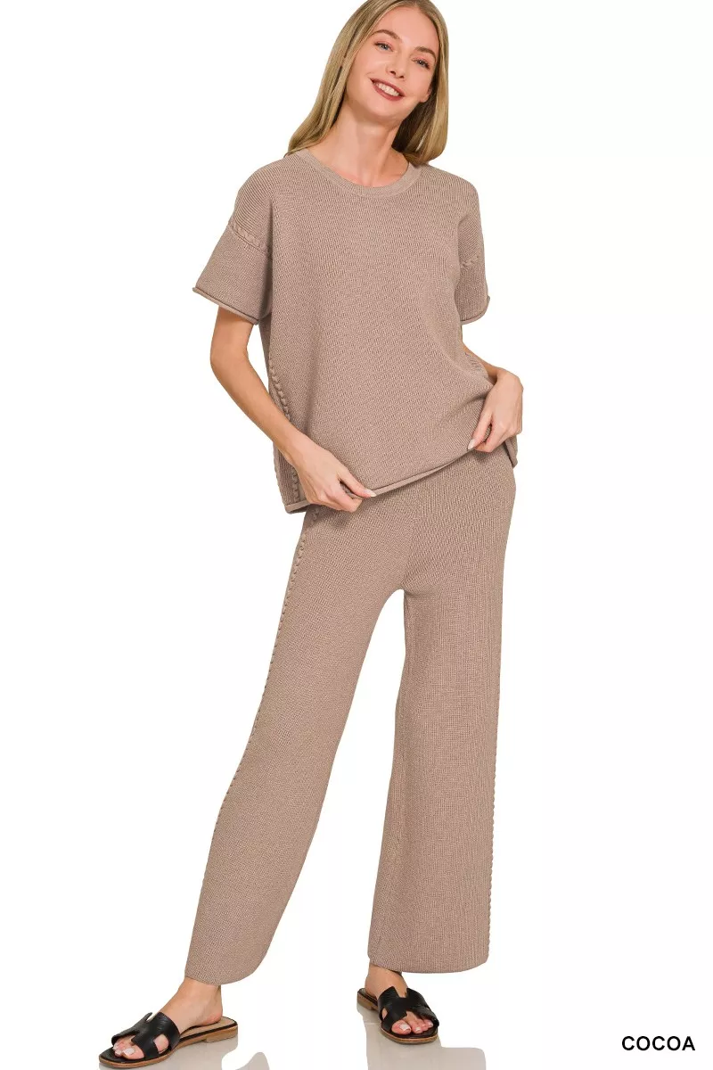Viscose Round Neck Top & Pants Set