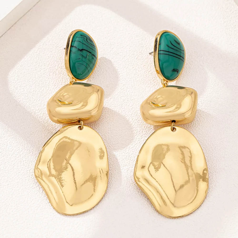18K Gold-Plated Alloy Drop Earrings, image 3