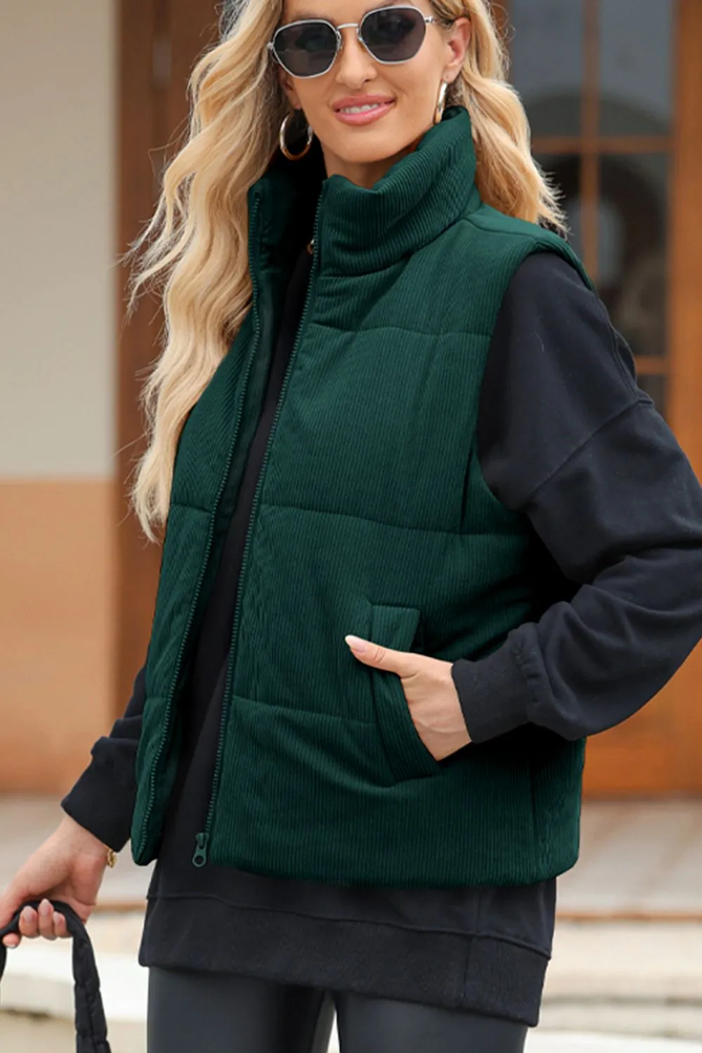 Zip Up Turtleneck Vest Coat, image 10