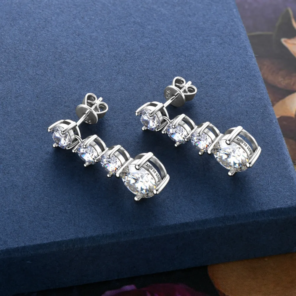 4 Carat Moissanite 925 Sterling Silver Earrings, image 7