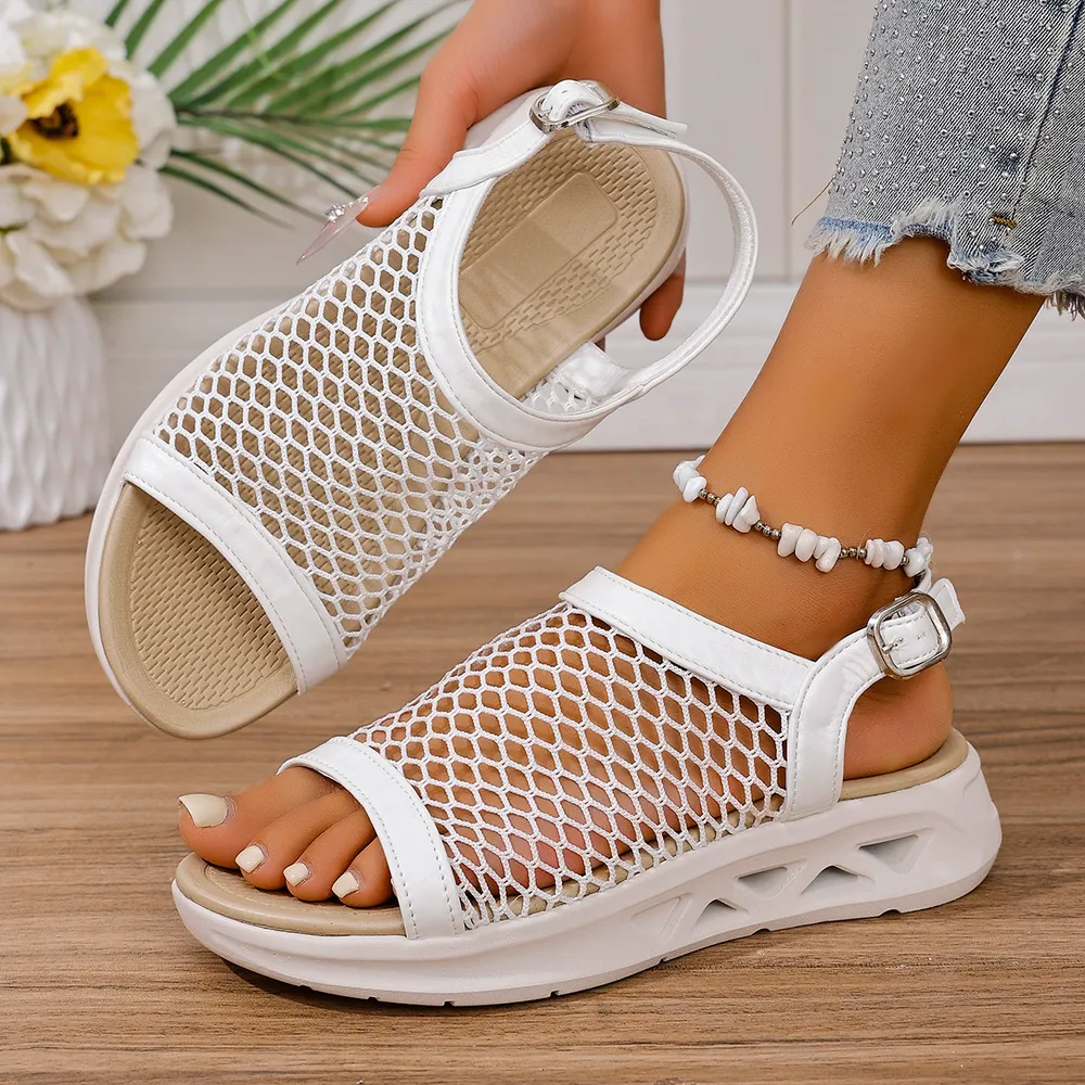 Woven Mesh Comfort Platform Sandals, image 5