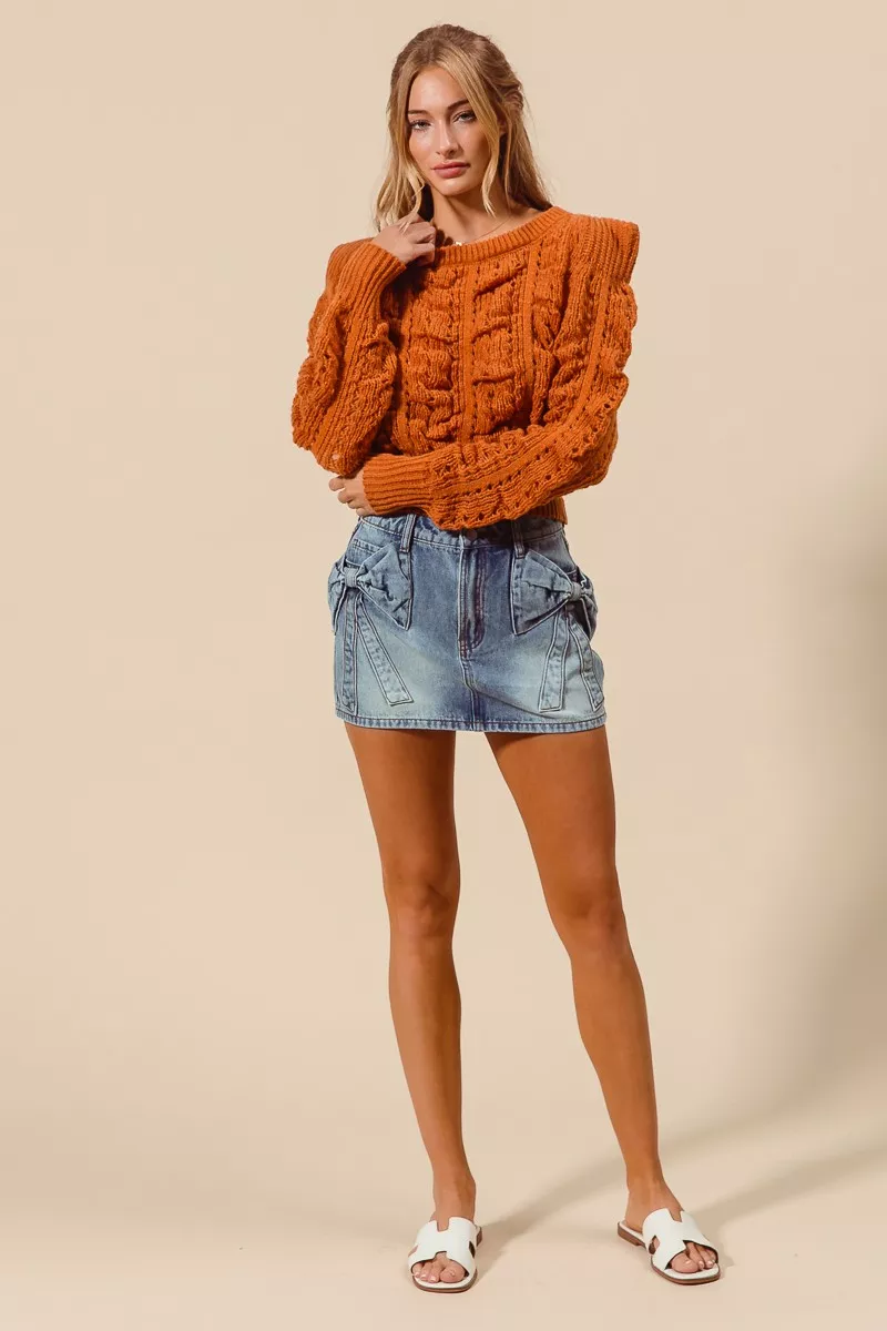 Bow Knot Pocket Denim Mini Skirt, image 9