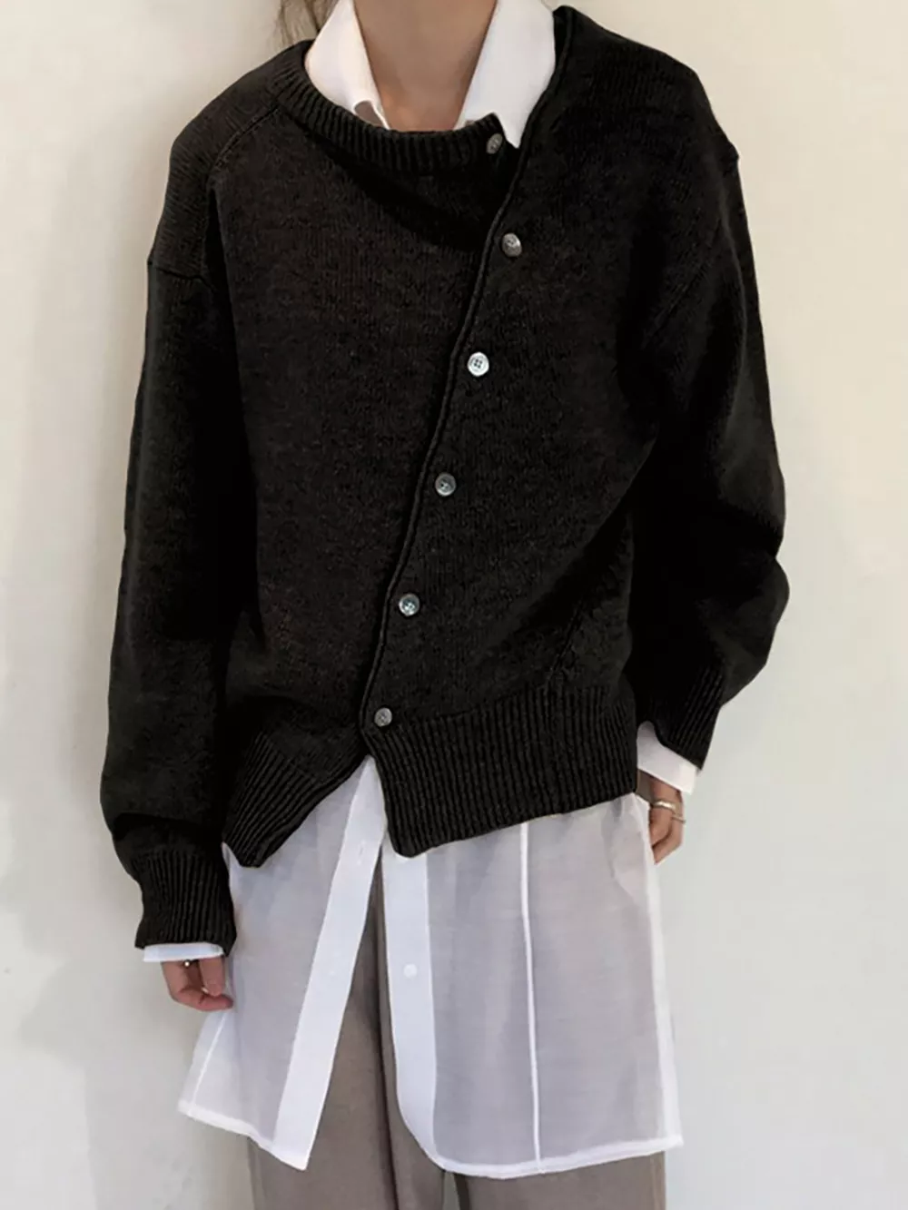 Asymmetric Button-Down Sweater