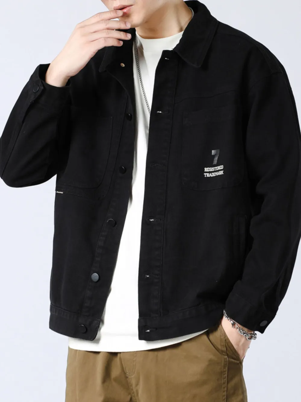 Men's Full Size Button Up Long Sleeve Shacket Plus Size, image 4