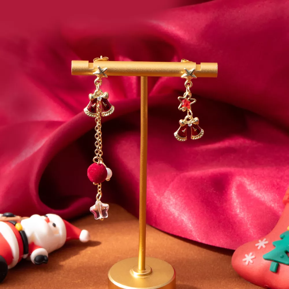 18K Gold-Plated Christmas Bell Earrings, image 2