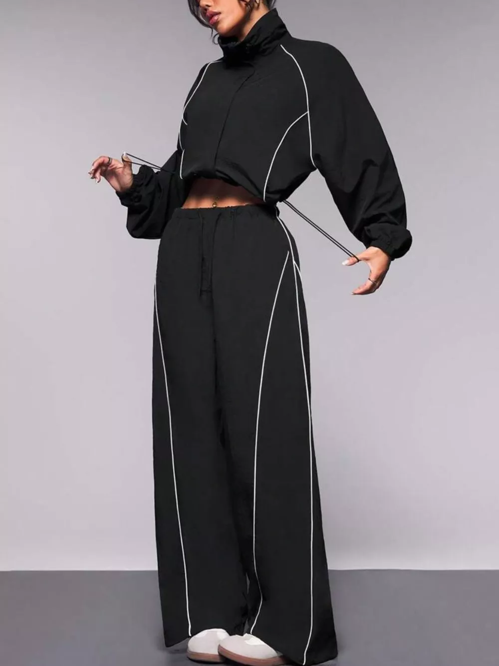 Crop Jacket and Wide-Leg Pants Set, image 5