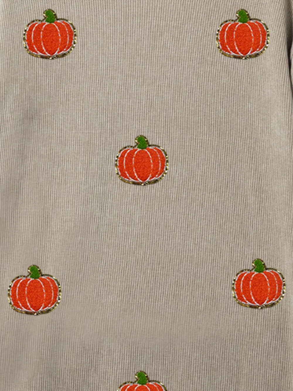Pumpkin Round Neck Long Sleeve Sweatshirt, image 3