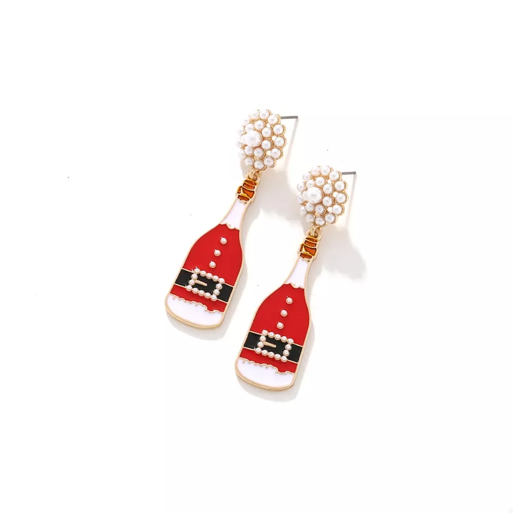 Christmas Champagne Bottle Drop Earrings, image 4