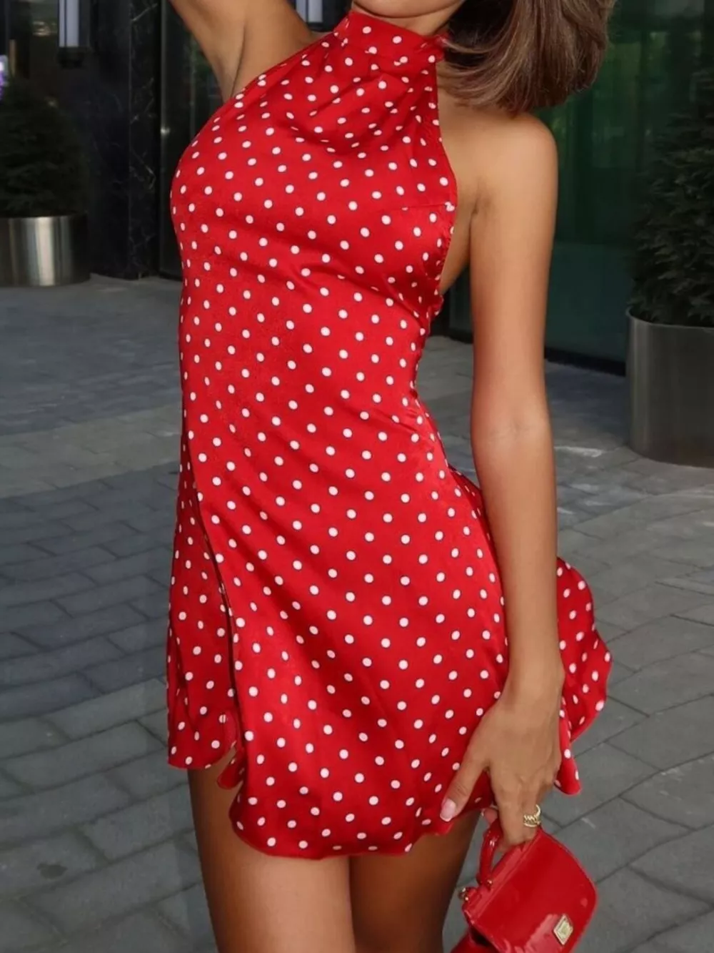 Polka Dot Sleeveless Mini Dress, image 2
