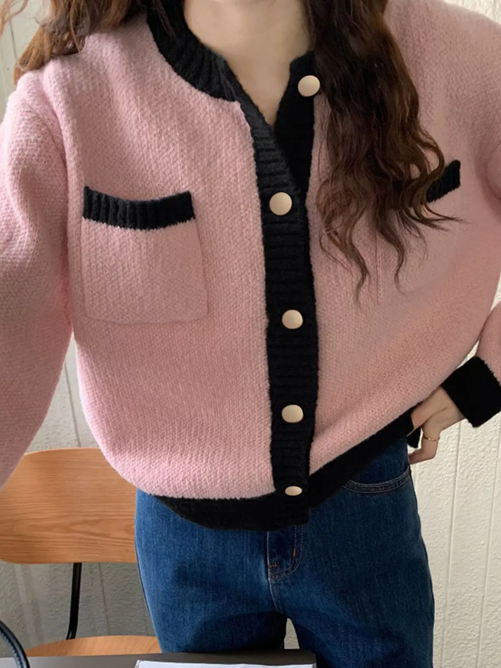 Contrast Trim Button Up Cardigan, image 7