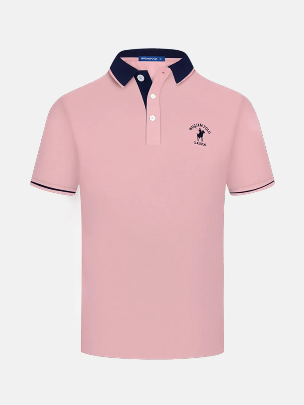 Men's Plus Size Contrast Collar Short Sleeve Embroidered Polo