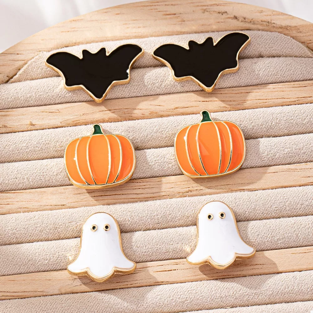 3-Pair Halloween Stud Earrings, image 4