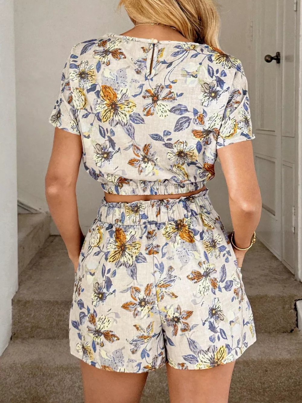 Floral Print Crop Top and Shorts Set, image 14