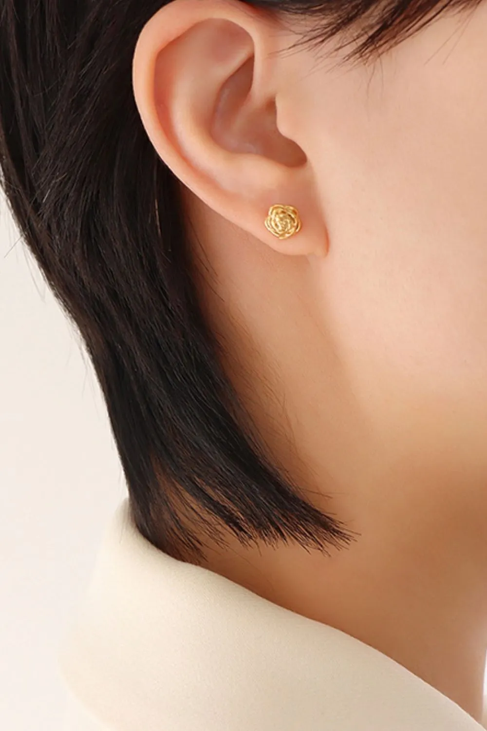 Titanium Steel Flower Stud Earrings, image 2