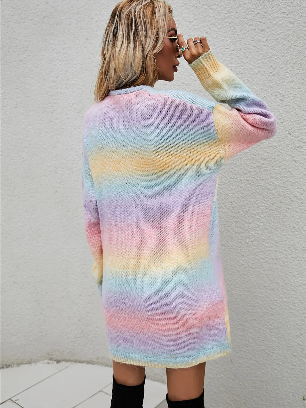 Full Size Pocketed Open Front Gradient Cardigan, image 9