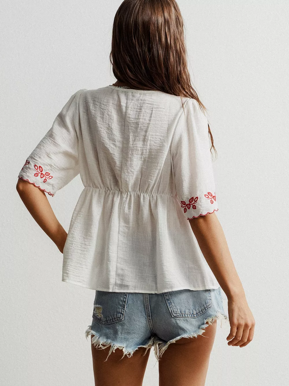 Embroidered Floral V-Neck Blouse, image 7